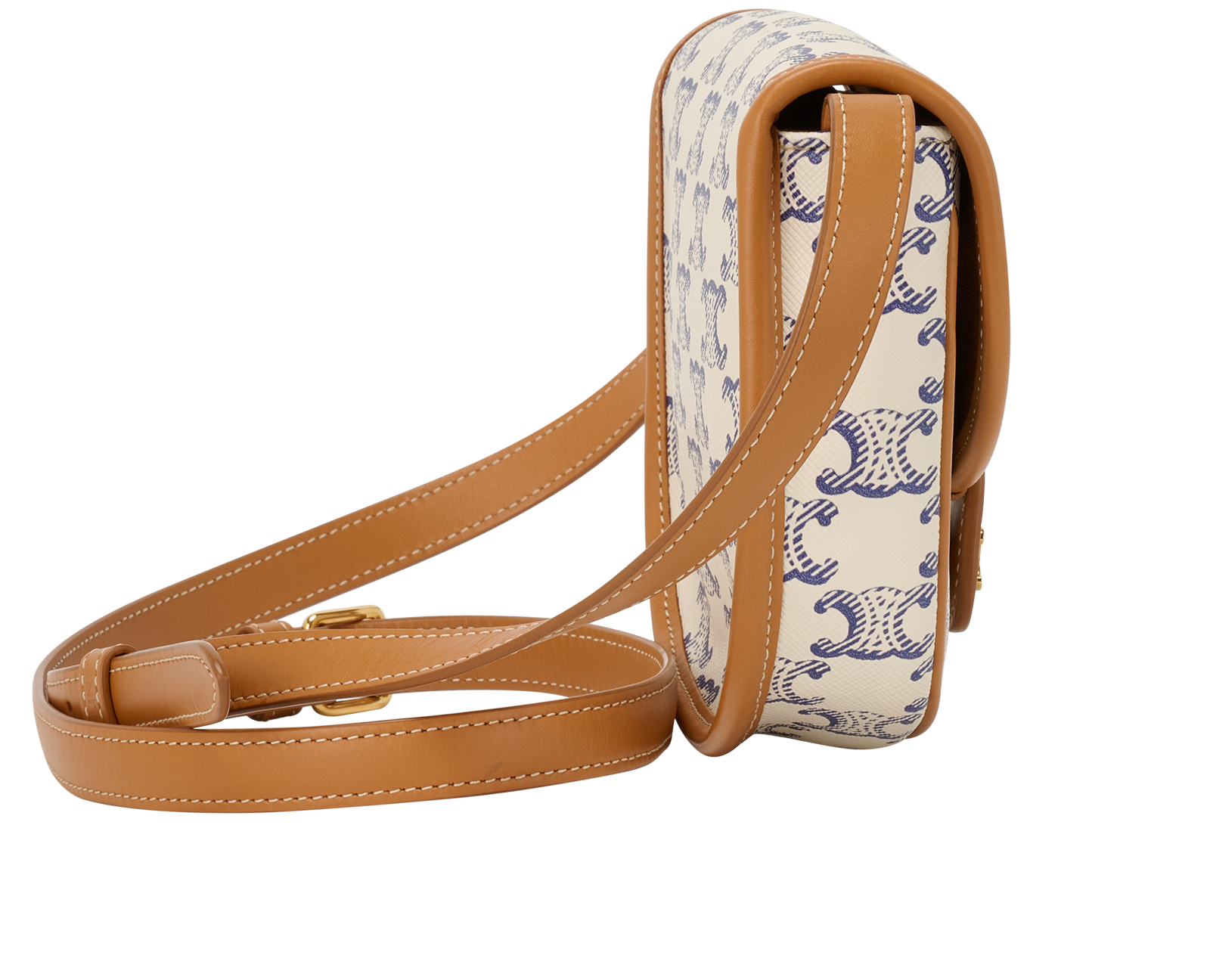 Mini Triomphe Besace Clea, &pound;650, Handbags, Tan/White, Canvas/Leather, Side view